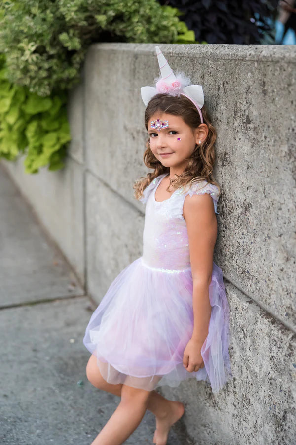 * Great Pretenders Dreamy Unicorn Jurk Iridescent/Pink Met Haarband | 5-6Y