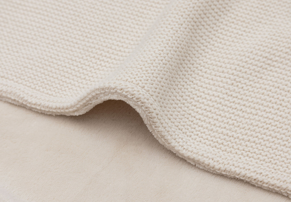 Jollein Deken Wieg 75x100cm Basic Knit | Oatmeal/Velvet