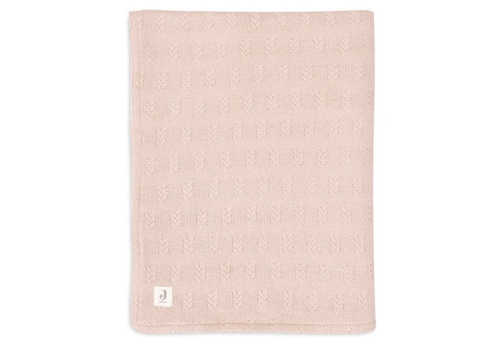 * Jollein Ledikant Deken 100x150cm | Grain Knit Wild Rose / Velvet