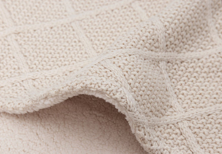 * Jollein Ledikantdeken 100x150cm Check Knit Oatmeal/Teddy Fleece