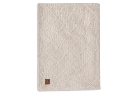 * Jollein Ledikantdeken 100x150cm Check Knit Oatmeal/Teddy Fleece