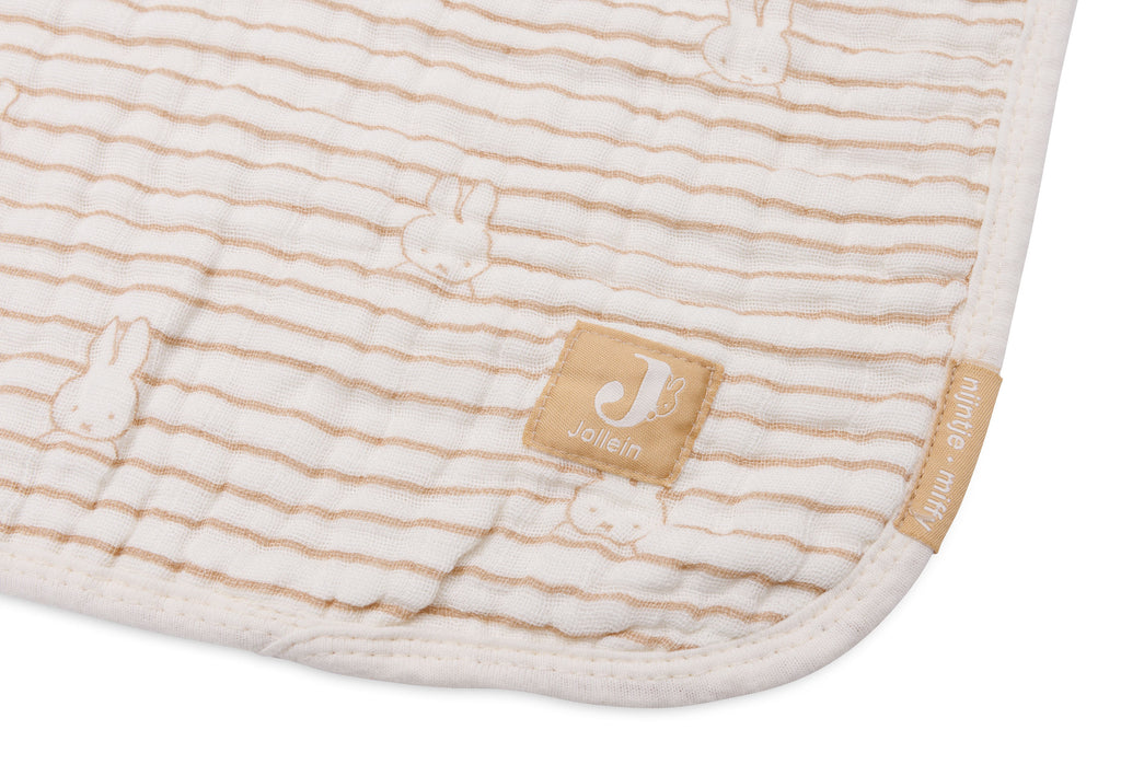 * Jollein Deken Hydrofiel Wieg 75x100cm | Miffy Stripe Biscuit
