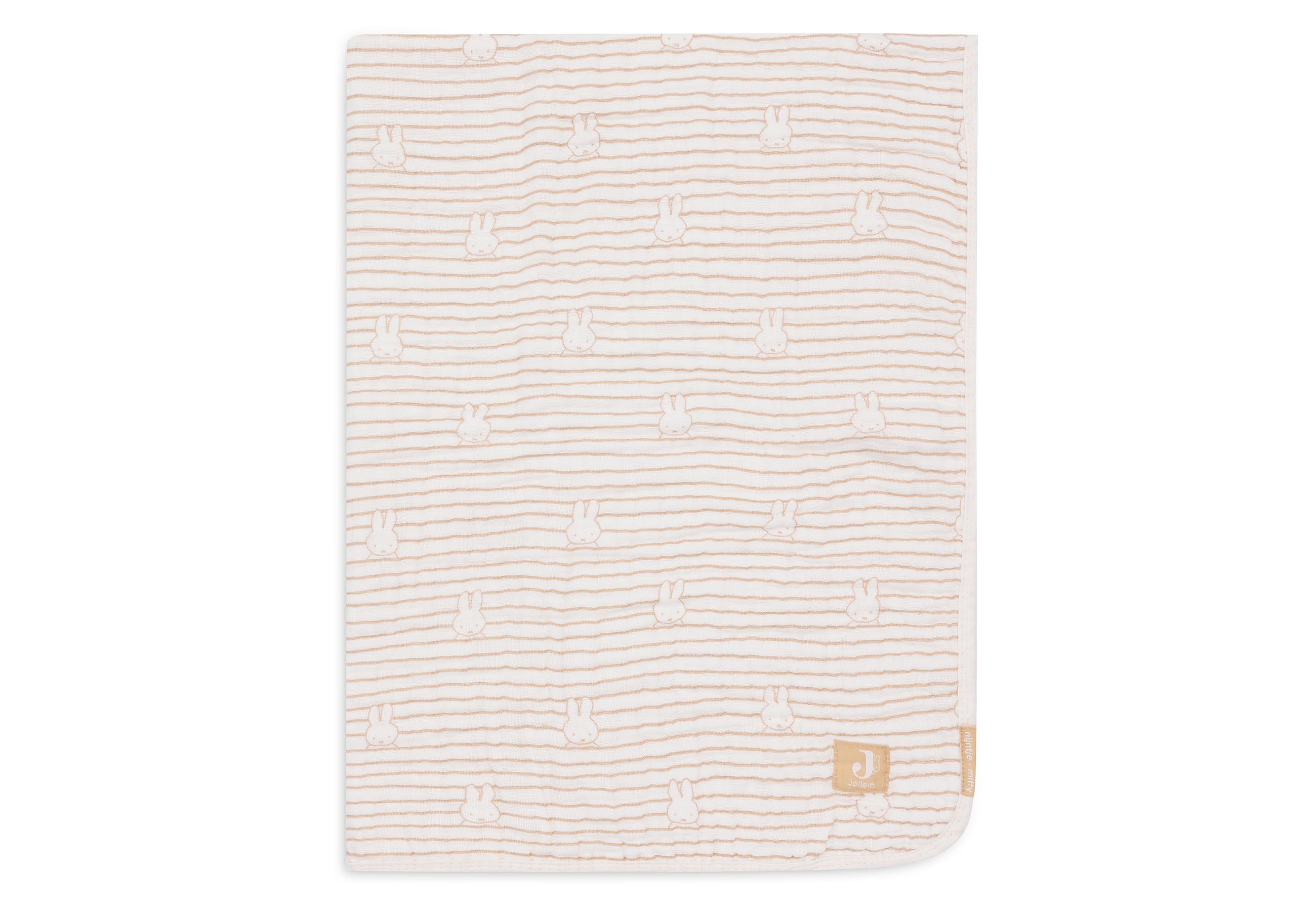 * Jollein Deken Hydrofiel Wieg 75x100cm | Miffy Stripe Biscuit