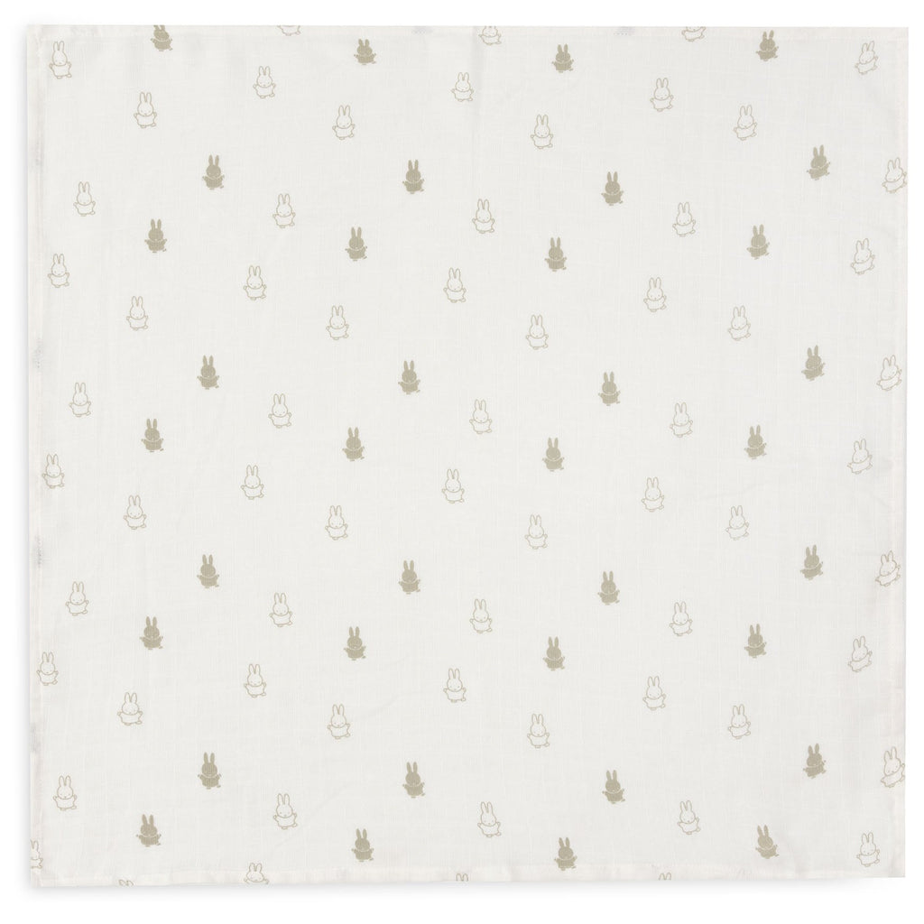 * Jollein Hydrofiele Doek Small 70x70cm Happy Miffy Set 3 | Olive Green