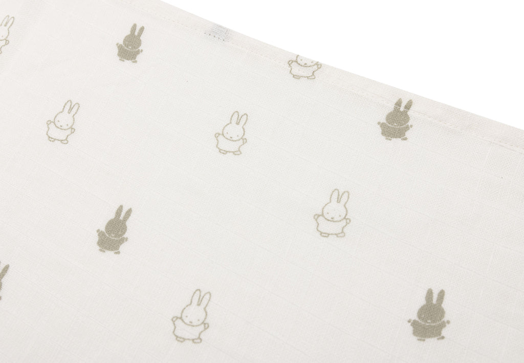 * Jollein Hydrofiele Doek Small 70x70cm Happy Miffy Set 3 | Olive Green