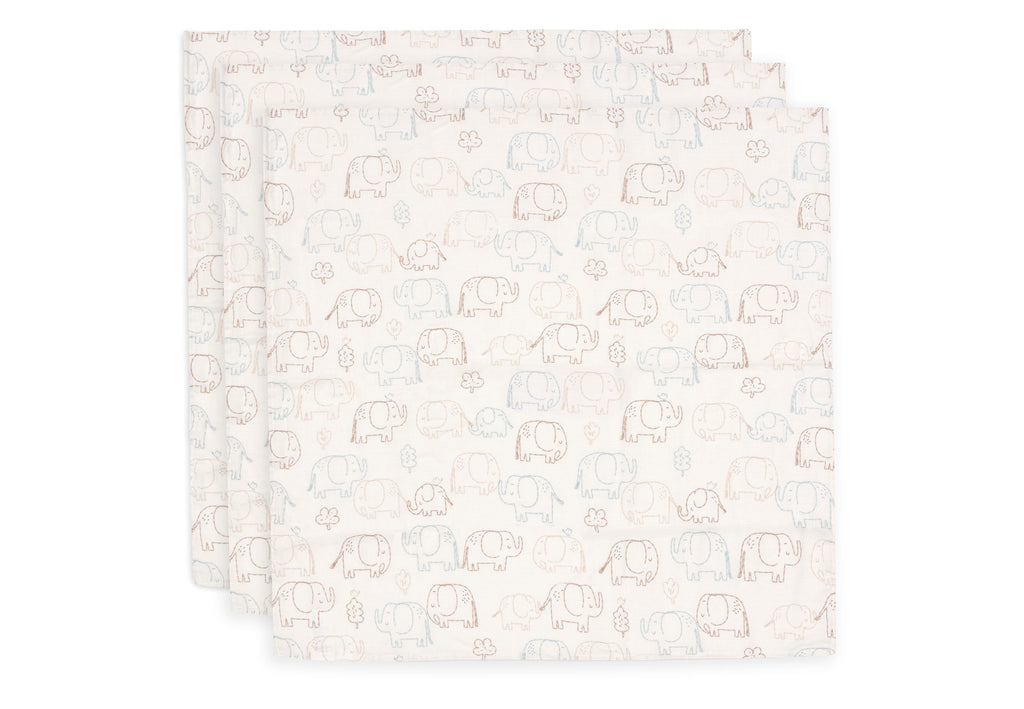 Jollein Hydrofiele Doek Small 70x70cm | Elephant Tales | 3st
