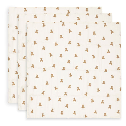 Jollein Hydrofiele Doek Small 70x70cm | Mini Teddy Bear (3pack)