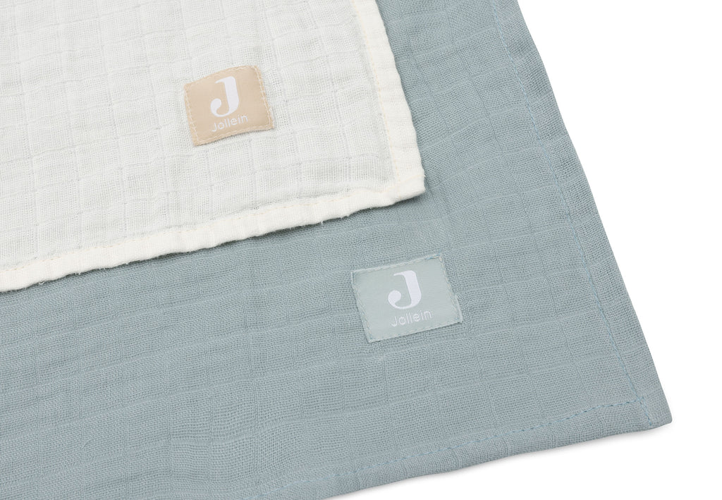 Jollein Hydrofiele Doek Large 115x115cm Sea Green/Ivory (2Pack)