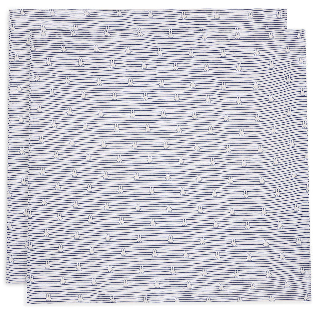 * Jollein Hydrofiele Doek Large 115x115cm | Miffy Stripe Navy (2Pack)