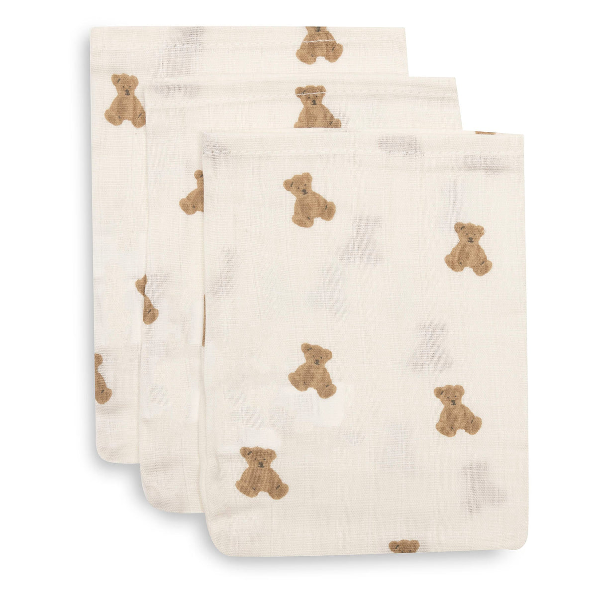 Jollein Hydrofiel Washandje 15x20cm | Mini Teddy Bear (3pack)