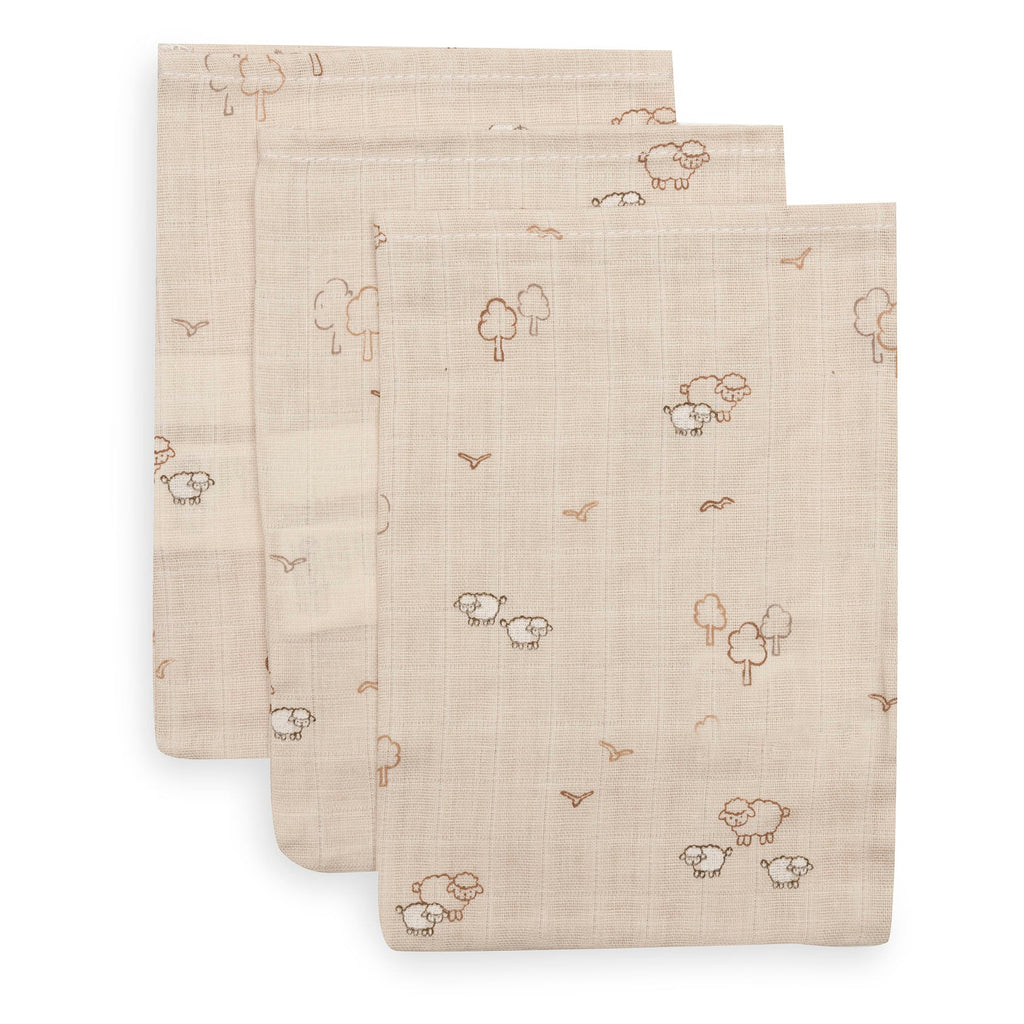 Jollein Hydrofiel Washandje 15x20cm | Woolly (3pack)