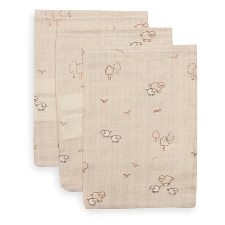 Jollein Hydrofiel Washandje 15x20cm | Woolly (3pack)