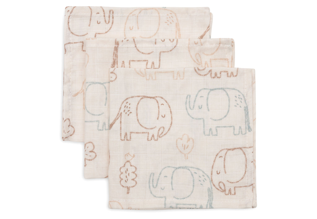 Jollein Hydrofiel Monddoekje 31x31cm | Elephant Tales | 3st