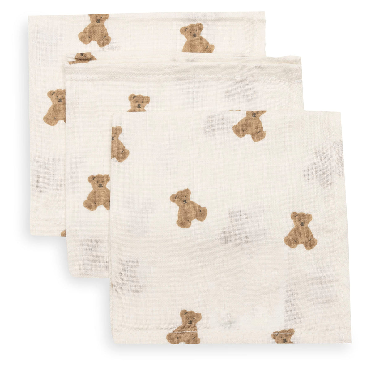 Jollein Hydrofiel Monddoekje 31x31cm | Mini Teddy Bear (3pack)