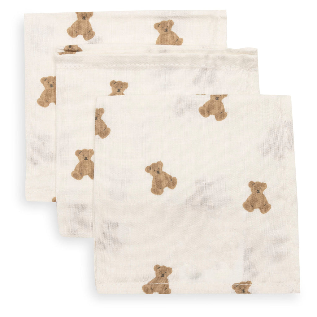 Jollein Hydrofiel Monddoekje 31x31cm | Mini Teddy Bear (3pack)