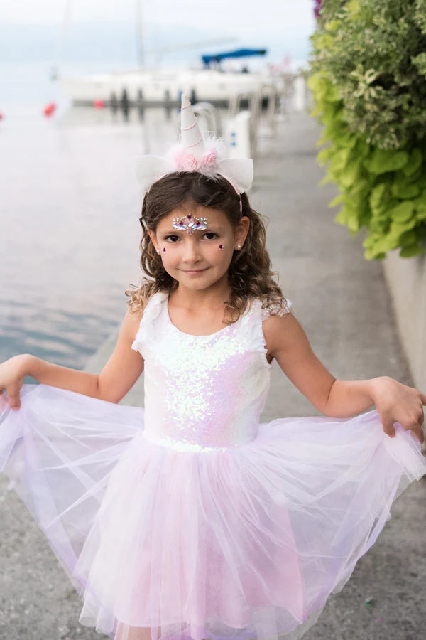 * Great Pretenders Dreamy Unicorn Jurk Iridescent/Pink Met Haarband | 5-6Y