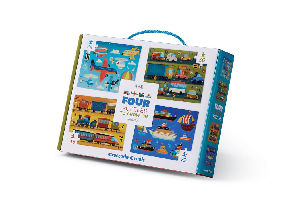 Crocodile Creek Four Puzzel Set | Voertuigen