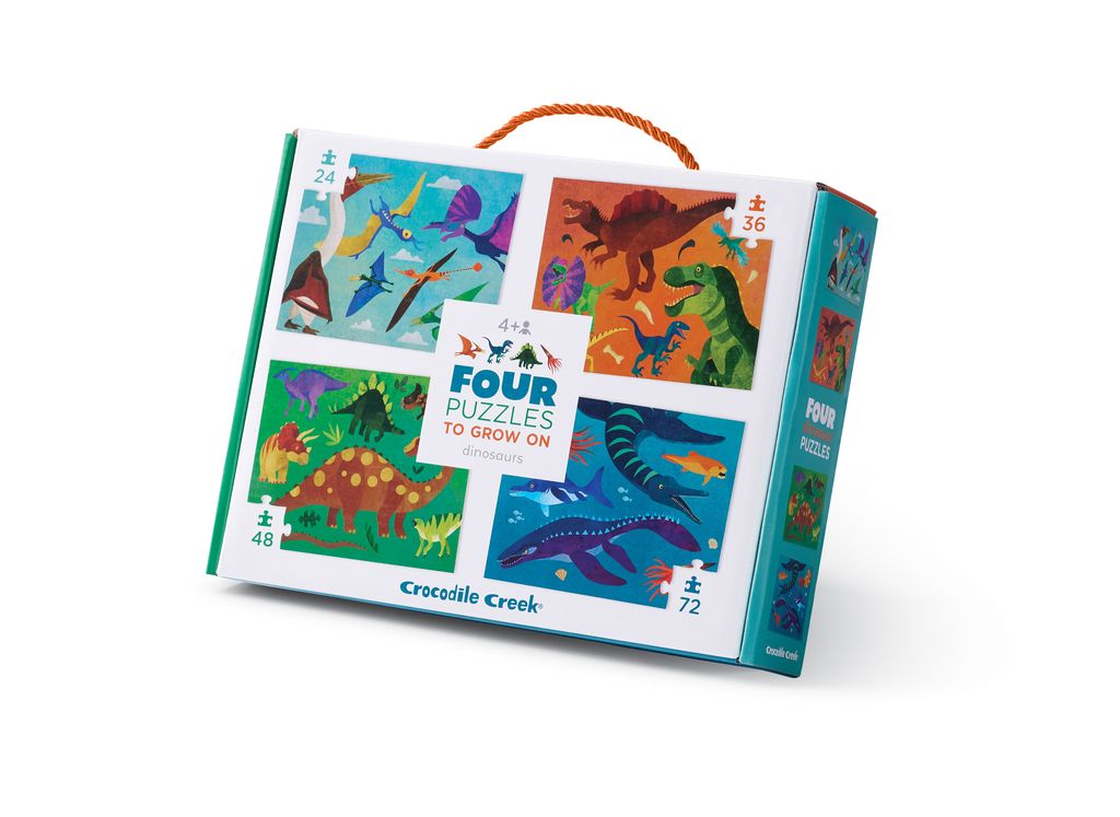 Crocodile Creek Four Puzzel Set | Dinosaurussen