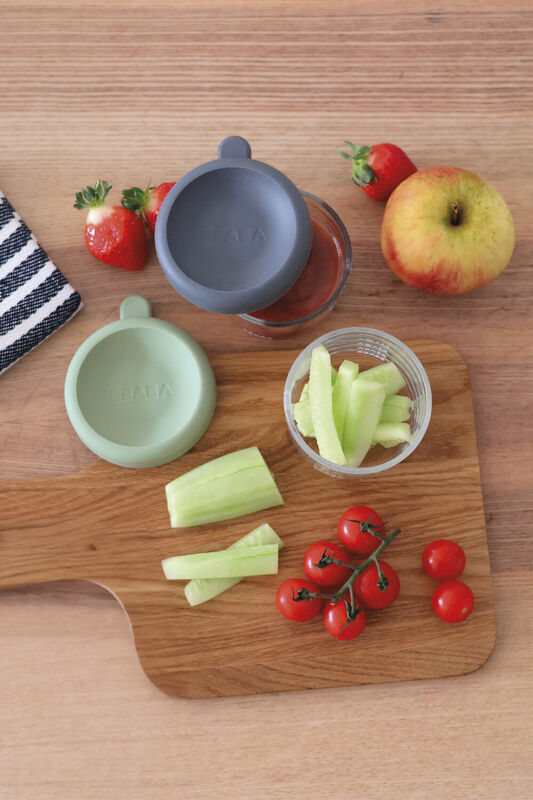 Béaba Glazen Bewaarpotjes 150ml Set van 2 | Mineral / Sage Green