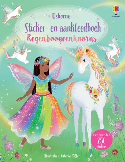 Usborne Sticker- En Aankleedboekje | Regenboog Eenhoorns