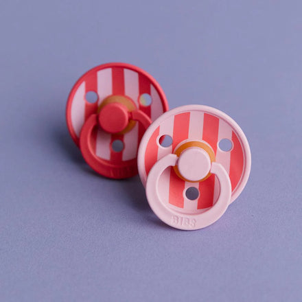 Bibs Fopspeen Size 1 Latex Rond 2 pack | Baby Pink / Coral Mix