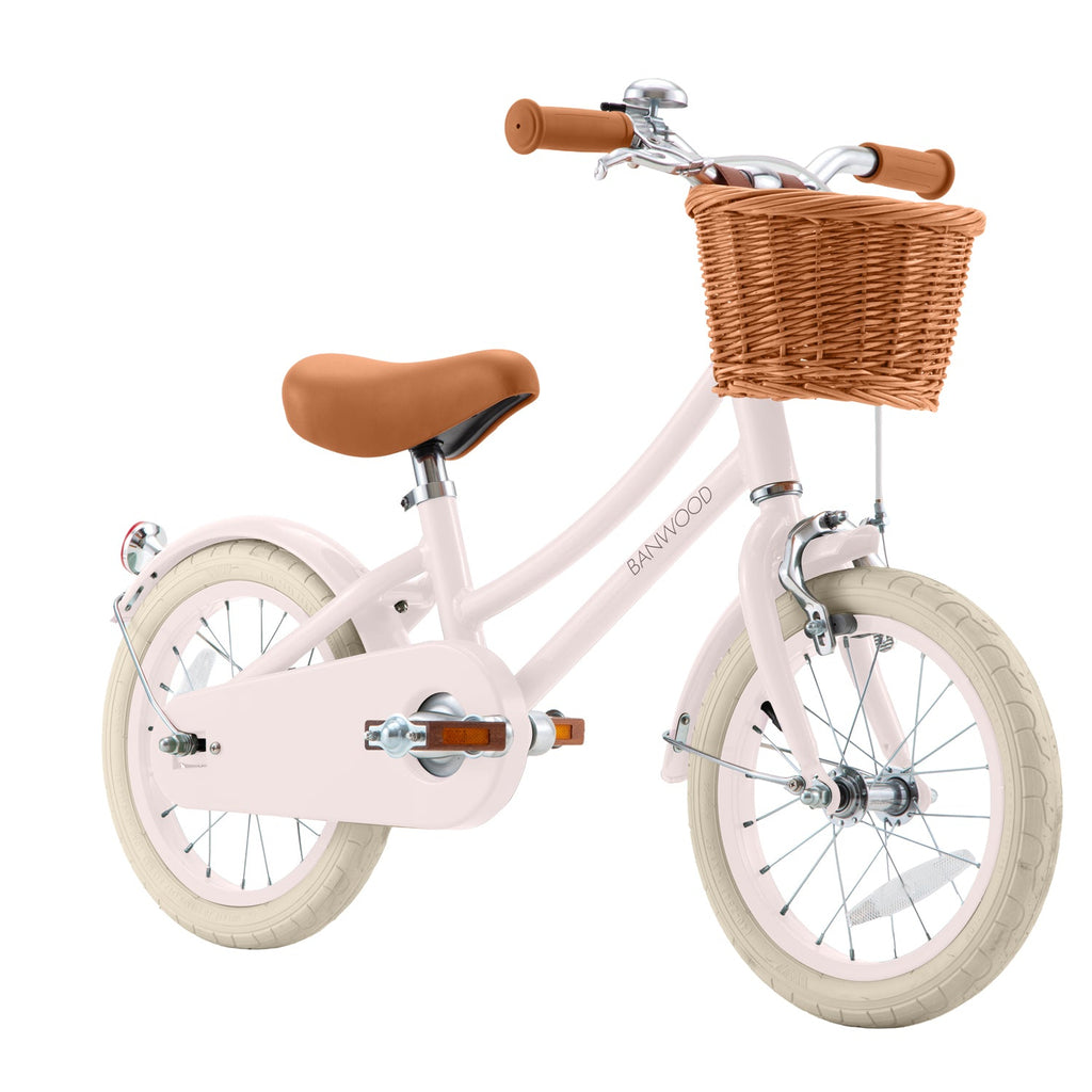 Banwood Classic Vintage 14 inch kinderfiets in pink met retrolook, verkrijgbaar bij De Gele Flamingo.