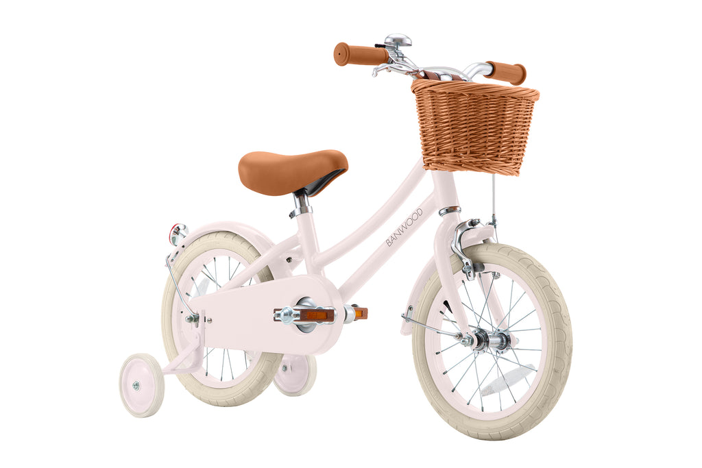 Banwood Classic Vintage fiets 14 inch in pink met bel en reflectoren, te koop bij De Gele Flamingo.