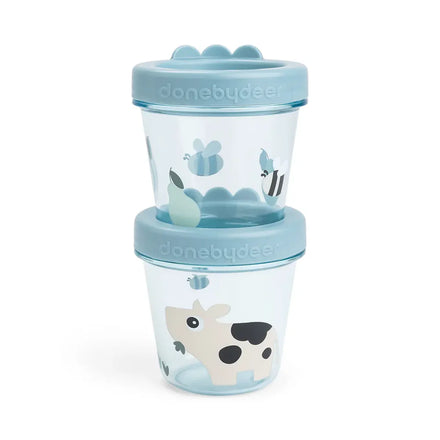 Done By Deer Babyvoeding Bewaarpotjes 2ST Tiny Farm Blue