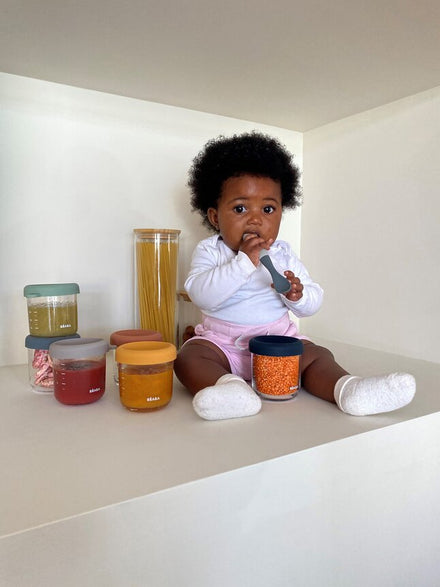 Béaba Glazen Bewaarpotjes 150ml Set 6 | Sunrise Color Mix