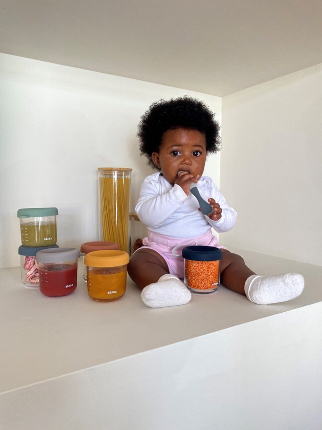 Béaba Glazen Bewaarpotjes 150ml Set 6 | Sunrise Color Mix