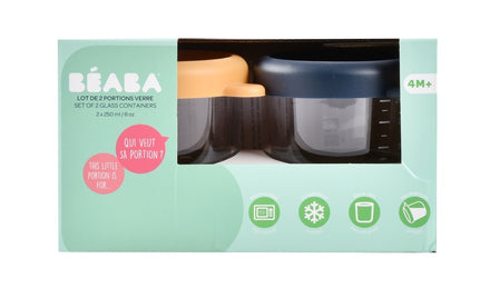 Béaba Glazen Bewaarpotjes 250ml Set 2 | Honey / Blue