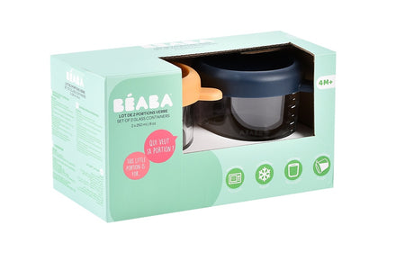 Béaba Glazen Bewaarpotjes 250ml Set 2 | Honey / Blue