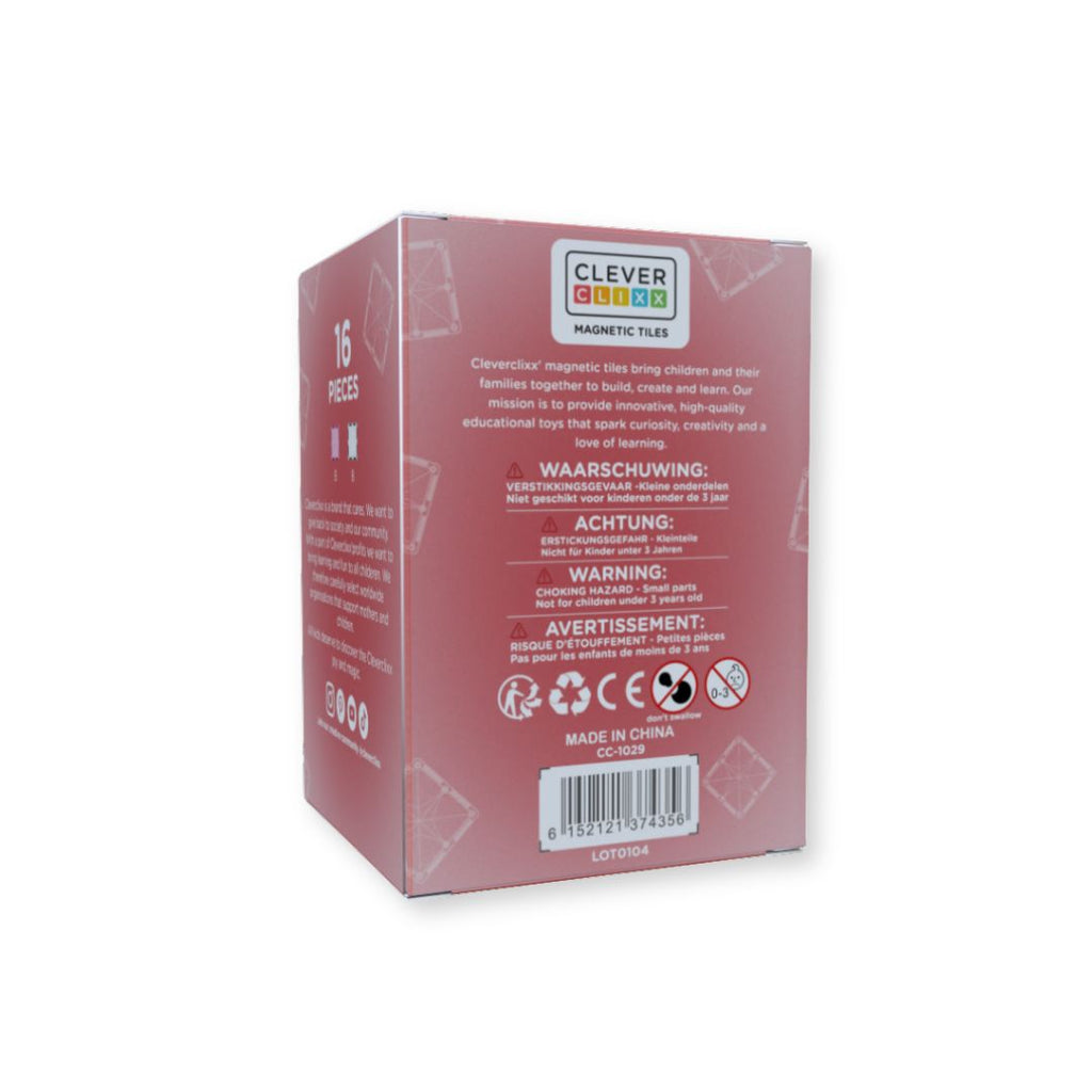 Cleverclixx Glitter Tiles Pack Transparent / Pink | 16 stuks