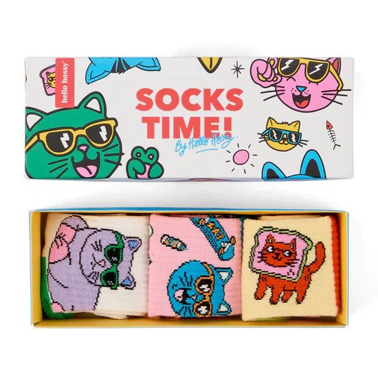 Hello Hossy Kousen Socks Cats Set 3 paar