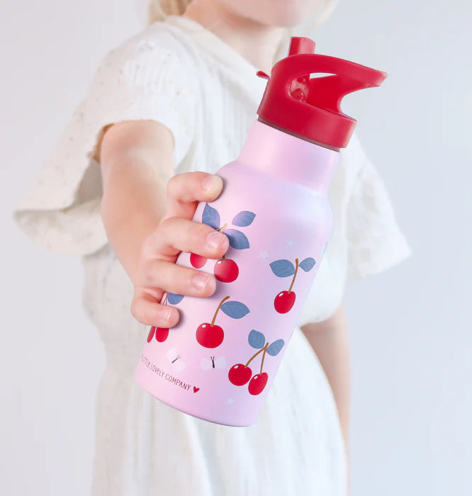 A Little Lovely Company RVS Drinkfles 350ml | Kersen