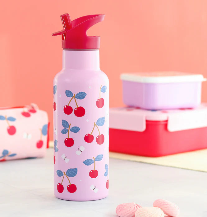 A Little Lovely Company RVS Drinkfles 500ml | Kersen