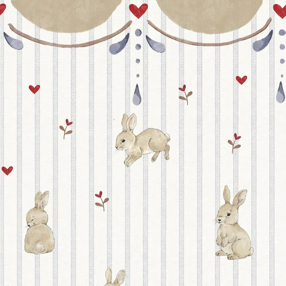 Dekornik Behang Rabbit Hearts With Ornaments