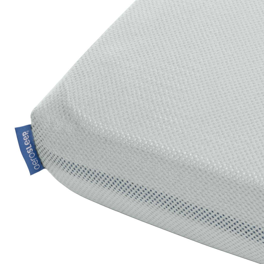 Aerosleep hoeslaken stone, close-up van de hoek met mesh-rand