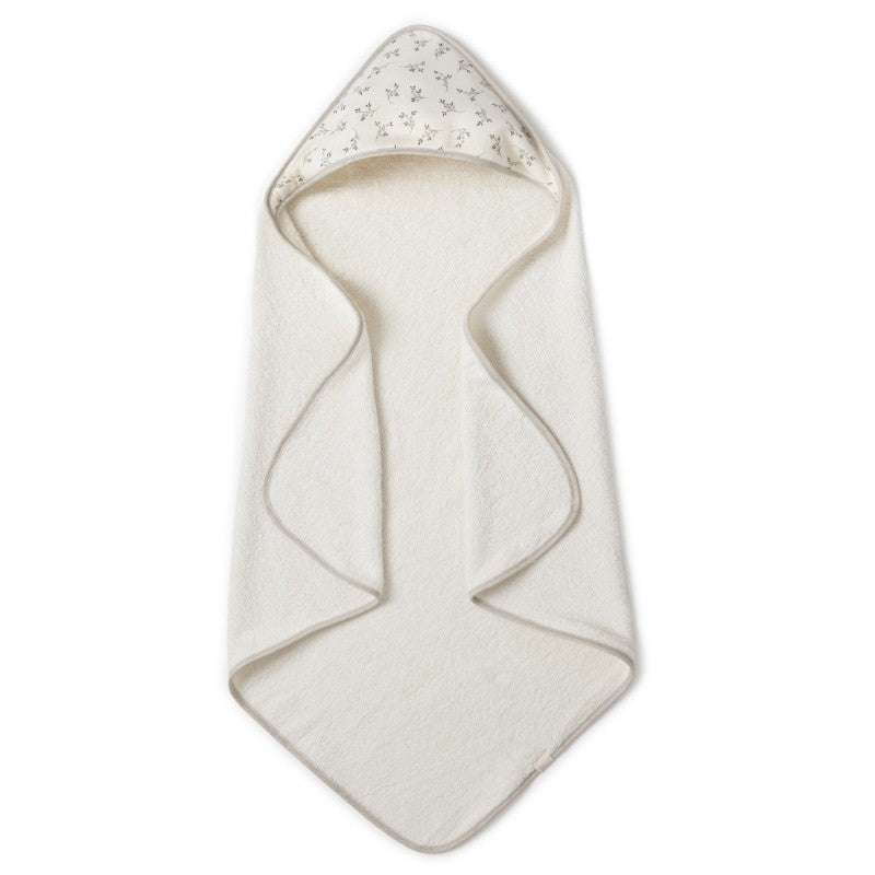 Babyshower Badcape Olive Bloom, vooraanzicht op witte achtergrond
