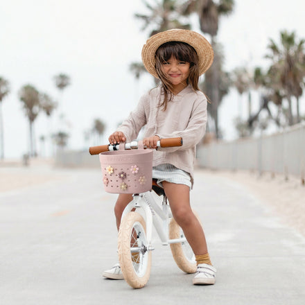 Fietsmandje Pin & Ride Faded Pink van Banwood versier je met Banwood Pins, De Gele Flamingo