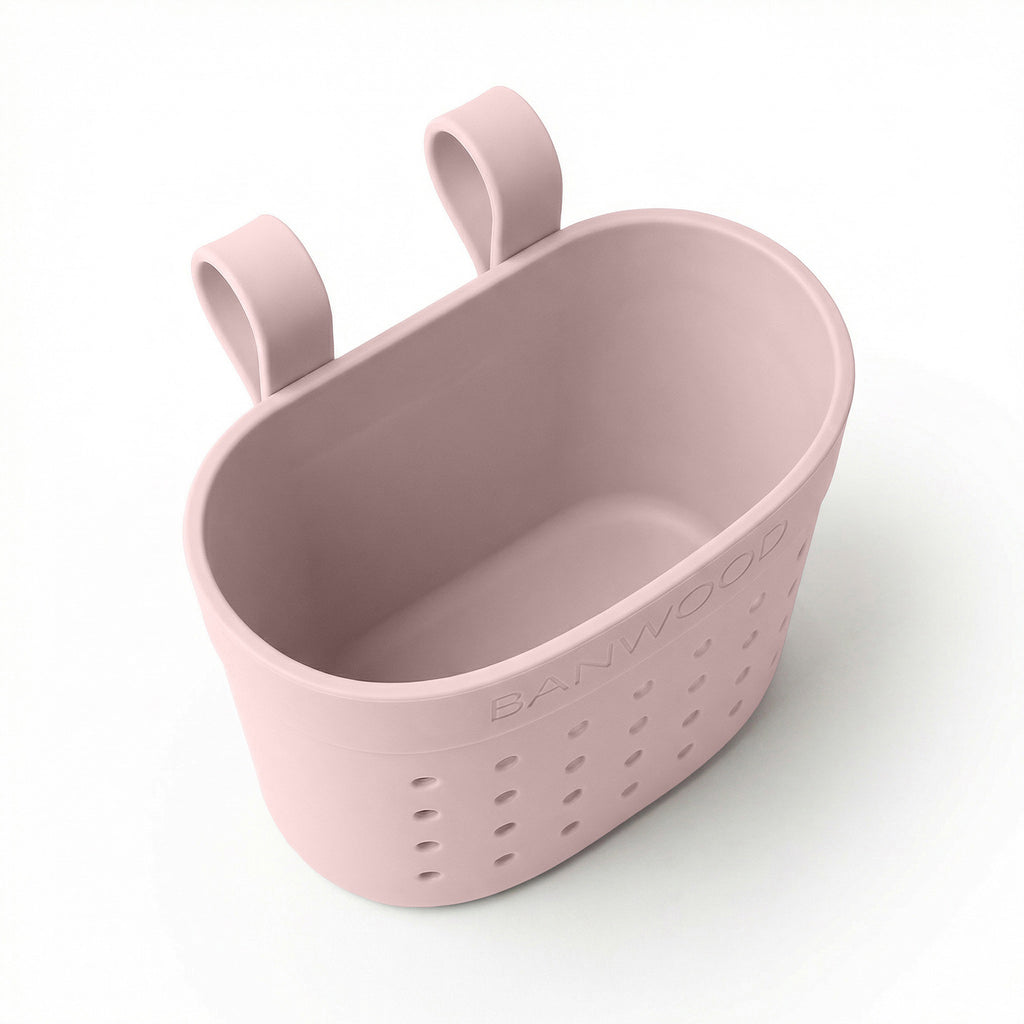 Banwood Fietsmandje Pin & Ride Faded Pink voor snacks onderweg, te koop bij De Gele Flamingo