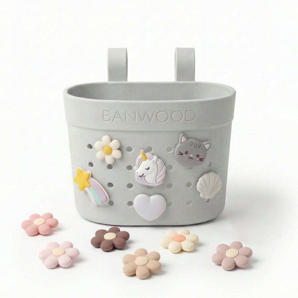 Banwood Fietsmandje Pin & Ride Ivory, accessoire voor jonge ontdekkers, De Gele Flamingo