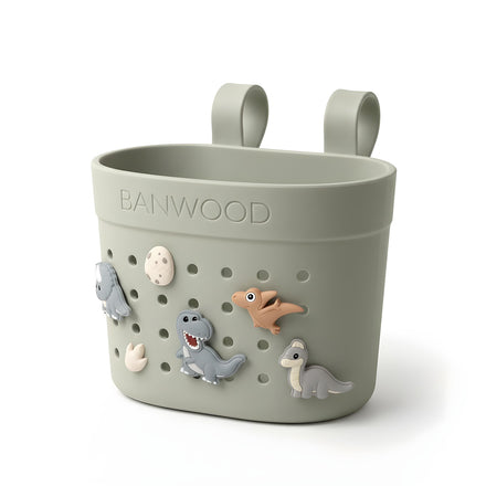 Fietsmandje Pin & Ride Olive van Banwood versier je met Banwood Pins, De Gele Flamingo