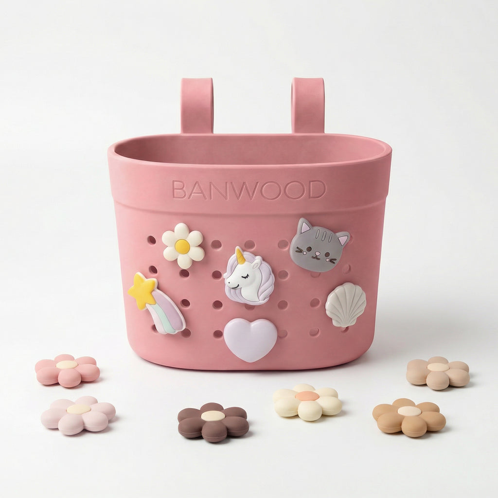 Banwood Fietsmandje Pin & Ride Raspberry klik je vast op elke Banwood fiets, De Gele Flamingo