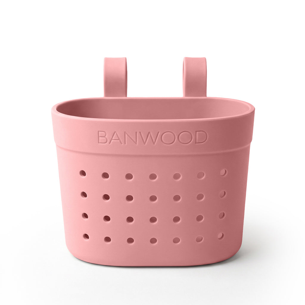 Banwood Fietsmandje Pin & Ride Raspberry biedt plaats aan een drinkfles, De Gele Flamingo