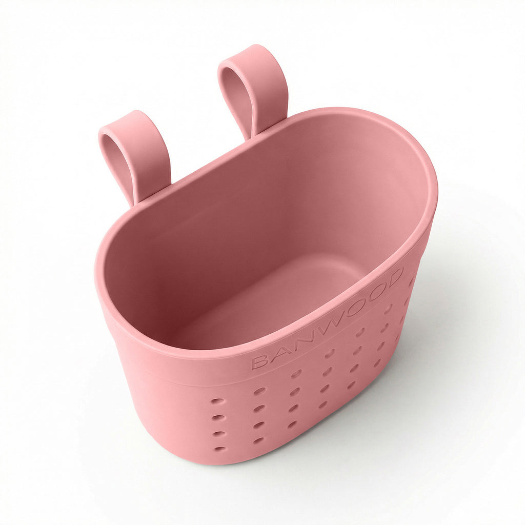 Fietsmandje Pin & Ride Raspberry van Banwood met ruimte voor een knuffel, De Gele Flamingo