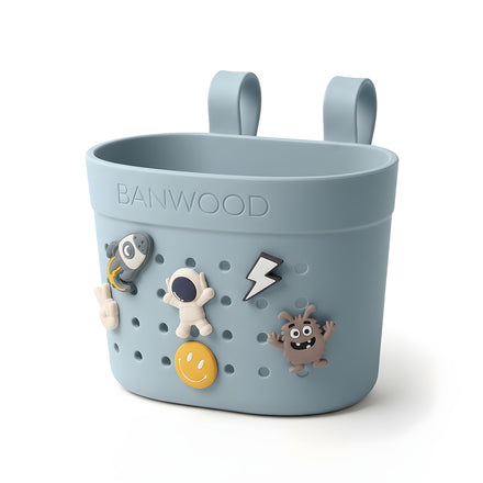 Fietsmandje Pin & Ride Teal van Banwood met ruimte voor een knuffel, De Gele Flamingo