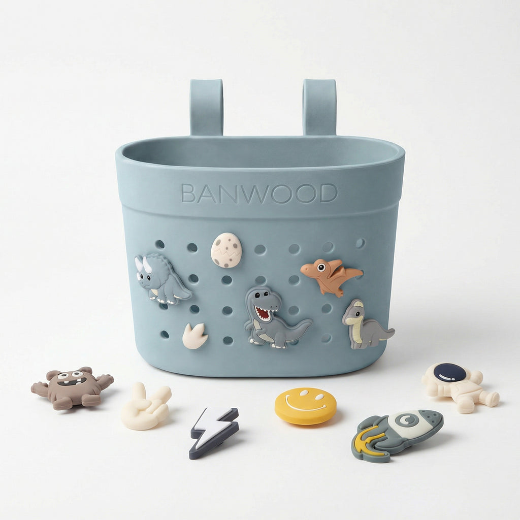 Banwood Fietsmandje Pin & Ride Teal voor snacks onderweg, te koop bij De Gele Flamingo