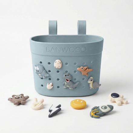 Banwood Fietsmandje Pin & Ride Teal voor snacks onderweg, te koop bij De Gele Flamingo