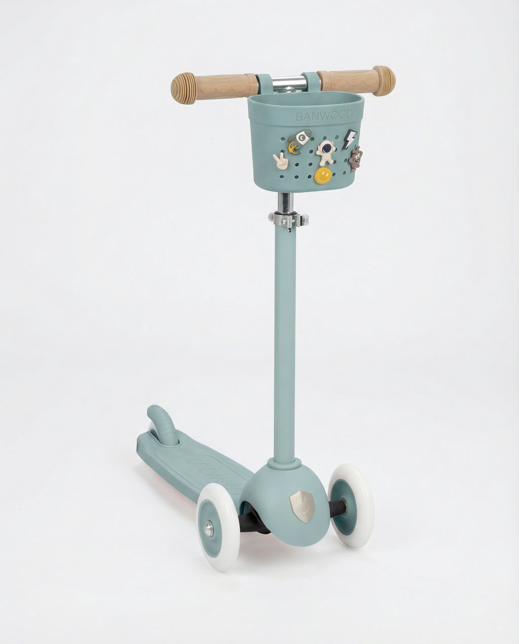 Banwood Fietsmandje Pin & Ride Teal voor gevonden schatten, bij De Gele Flamingo